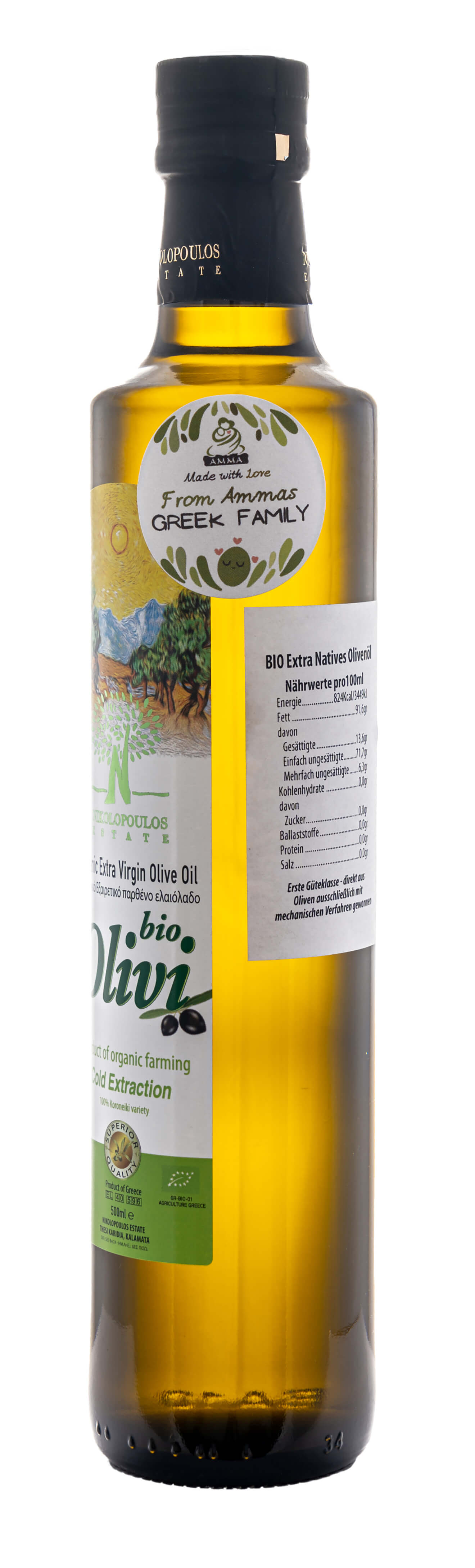 Olivi - Griechisches Bio Natives Olivenöl Extra - 0,5L